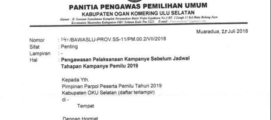PENGAWASAN PELAKSANAAN KAMPANYE SEBELUM JADWAL TAHAPAN KAMPANYE PEMILU 2019