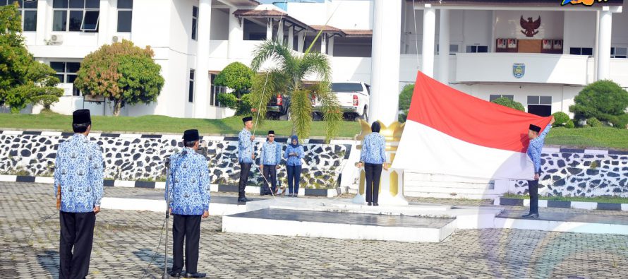 ASISTEN III SELAKU PEMBINA UPACARA BACAKAN SAMBUTAN MENTERI KOMUNIKASI DAN INFORMATIKA RI RUDIANTARA PADA UPACARA HARKITNAS KE-111 TAHUN 2019 YANG DIGELAR PEMKAB OKU SELATAN