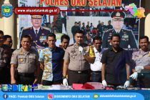 KAPOLRES OKU SELATAN PIMPIN PRESS RELEASE TINDAK KRIMINAL DAN NARKOBA SEMESTER PERTAMA TAHUN 2019