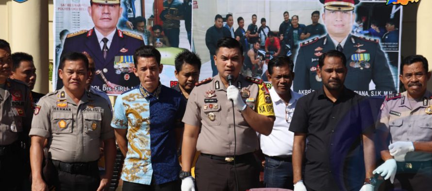 KAPOLRES OKU SELATAN PIMPIN PRESS RELEASE TINDAK KRIMINAL DAN NARKOBA SEMESTER PERTAMA TAHUN 2019