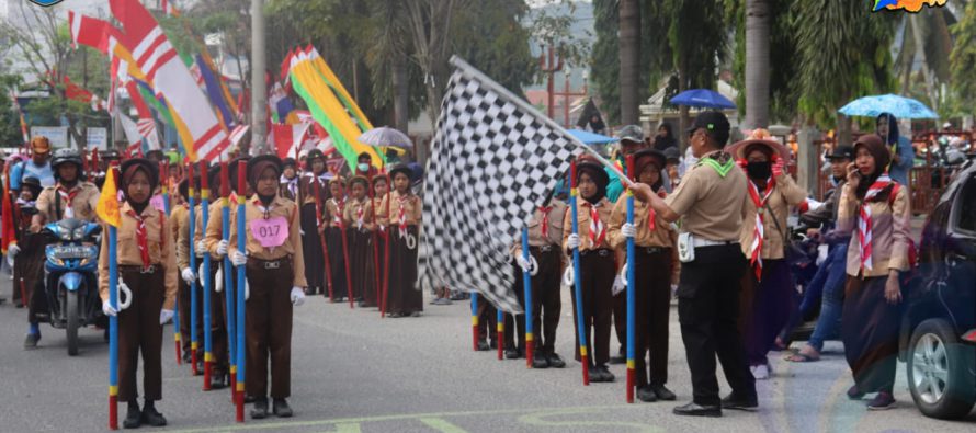 75 REGU IKUTI LOMBA GERAK JALAN PRAMUKA TINGKAT SD, SMP, SMA DALAM RANGKA PERINGATAN HUT KE-58 GERAKAN PRAMUKA TAHUN 2019 DI KABUPATEN OKU SELATAN
