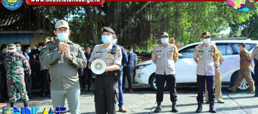 GELAR APEL GABUNGAN UNTUK  MEMBERIKAN HIMBAUAN KEPADA MASYARAKAT SEKALIGUS PENYEMPROTAN DISINFEKTAN SECARA SERENTAK DALAM RANGKA PENCEGAHAN VIRUS CORONA  DIKABUPATEN OKU SELATAN