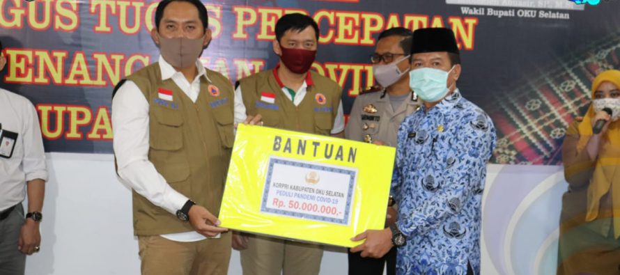 BUPATI OKU SELATAN PIMPIN RAKOR TERKAIT PENCEGAHAN DAN PENANGANAN COVID-19 DI KAB OKU SELATAN.  PEMKAB OKU SELATAN BERSAMA BULOG TANDATANGANI KESEPAKATAN. KETUA KORPRI KAB OKU SELATAN BERIKAN BANTUAN 50 JUTA MELALUI GUGUS TUGAS UNTUK PENANGGULANGAN DAMPAK COVID-19 DI KAB OKU SELATAN