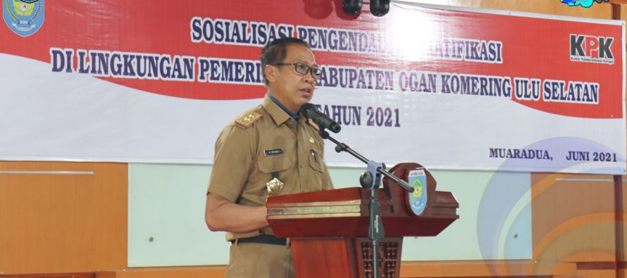 SEKRETARIS DAERAH KABUPATEN OKU SELATAN HADIRI SOSIALISASI PENGENDALIAN GRATIFIKASI DI LINGKUNGAN PEMKAB OKU SELATAN.