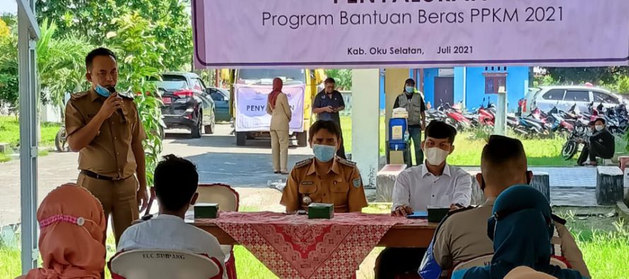 PPKM DIBERLAKUKAN, PEMKAB OKU SELATAN SALURKAN BANTUAN BERAS UNTUK 23.377 KPM
