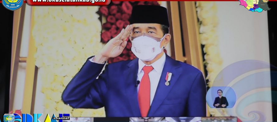 WAKIL BUPATI OKU SELATAN IKUTI UPACARA PENURUNAN BENDERA HUT RI KE-76 BERSAMA PRESIDEN RI SECARA VIRTUAL