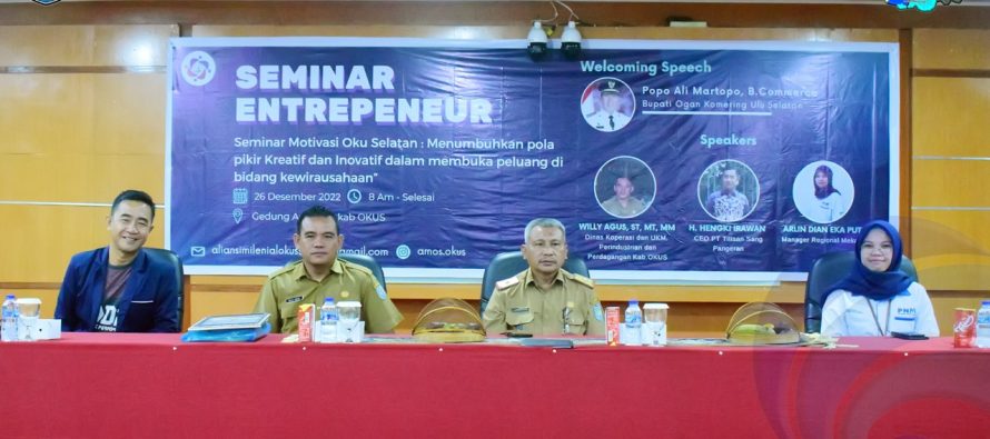 ALIANSI MILENIAL OKU SELATAN ( AMOS) GELAR SEMINAR ENTREPENEUR UNTUK MENUMBUHKAN POLA PIKIR KREATIF DAN INOVATIF DIBIDANG KERIWAUSAHAAN DI OKU SELATAN.