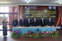 ASISTEN I HADIRI PELANTIKKAN PPK SE- KABUPATEN OKU SELATAN PADA PEMILIHAN UMUM SERENTAK TAHUN 2024.