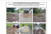 PEMKAB OKU SELATAN LAKUKAN PENIMBUNAN AGREGAT PADA LUBANG DI RUAS JALAN SIMPANG HAJI-SIMPANG LUBUK DALAM