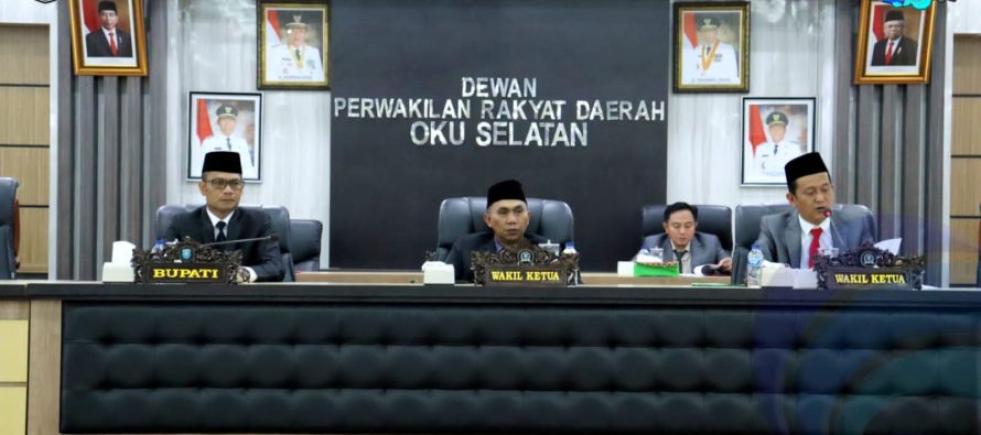 RAPAT PARIPURNA DPRD KABUPATEN OKU SELATAN, SEKDA SAMPAIKAN PIDATO PENGANTAR NOTA KEUANGAN RANCANGAN PERDA TENTANG PERTANGGUNGJAWABAN PELAKSANAAN APBD PEMKAB OKU SELATAN TA 2022 DAN DUA RAPERDA KABUPATEN OKU SELATAN TAHUN 2023