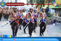 RATUSAN REGU GERAK JALAN UNJUK KEBOLEHAN PADA LOMBA GERAK JALAN PRAMUKA DI KABUPATEN OKU SELATAN