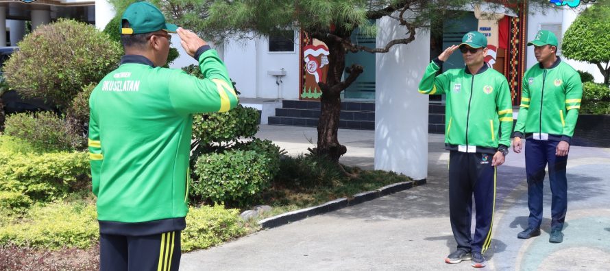 PEMKAB OKU SELATAN BERANGKATKAN 329 ATLET YANG AKAN BERLAGA DI KABUPATEN LAHAT DALAM PORPROV SUMSEL XIV TAHUN 2023.