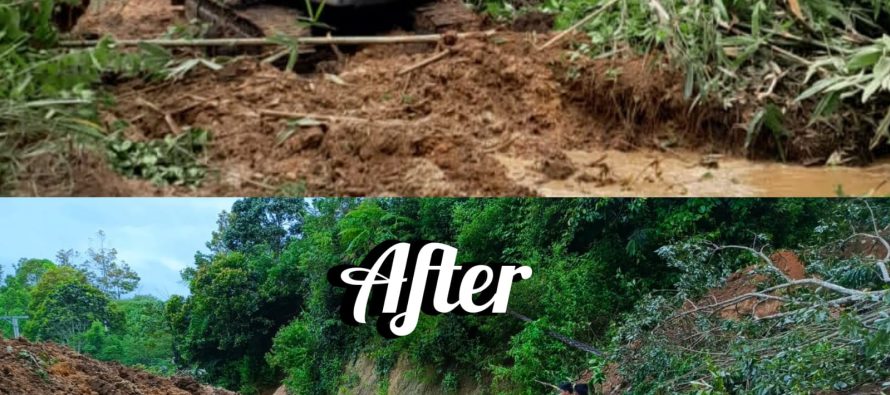 TIM BPBD OKU SELATAN BERSIHKAN MATERIAL TANAH LONGSOR, MASYARAKAT DIIMBAU SELALU WASPADA SAAT MELINTAS DI AREA PERBUKITAN