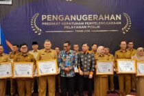 PEMKAB OKU SELATAN TERIMA PENGANUGERAHAN KEPATUHAN PELAYANAN PUBLIK DARI OMBUDSMAN RI.