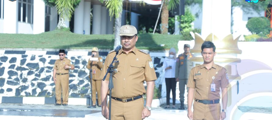 BUPATI ABUSAMA, S.H. PIMPIN APEL GABUNGAN DI LINGKUNGAN PEMKAB OKU SELATAN.
